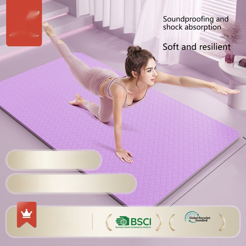 Thick Non-Slip TPE Yoga Mat 183cm x 90cm, 10mm Purple & Striped Variants