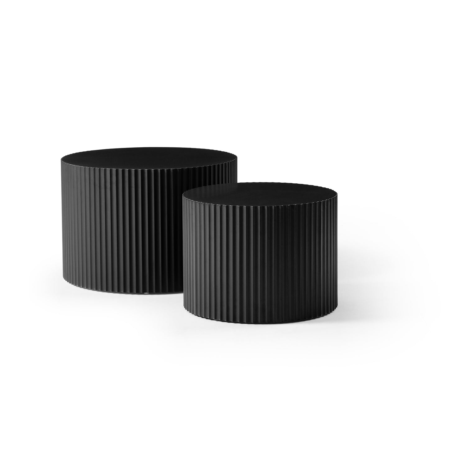 Nesting Table Set of 2 - Modern MDF Coffee Tables in Matt Black