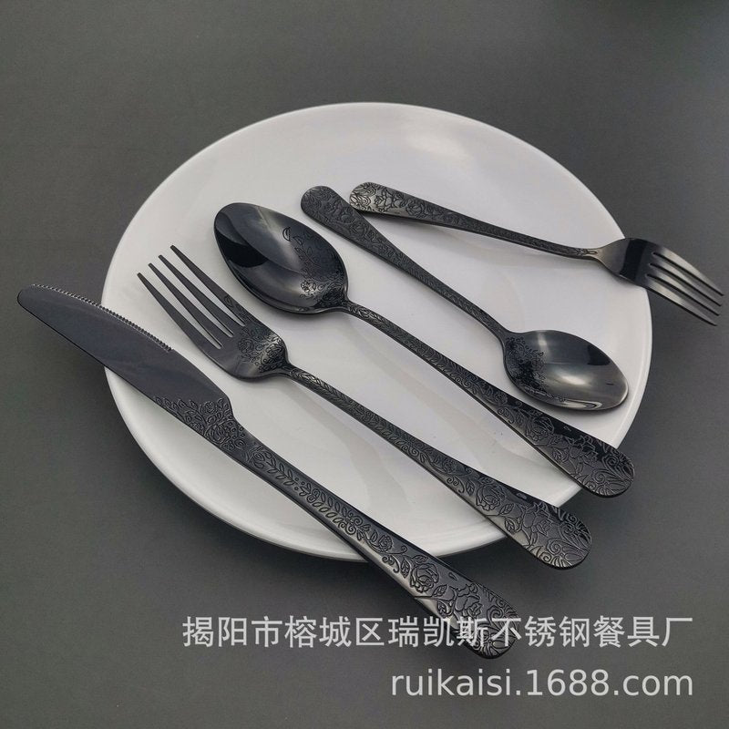 Stainless Steel Flatware Set with Knives, Spoons & Forks - Multiple Colors
