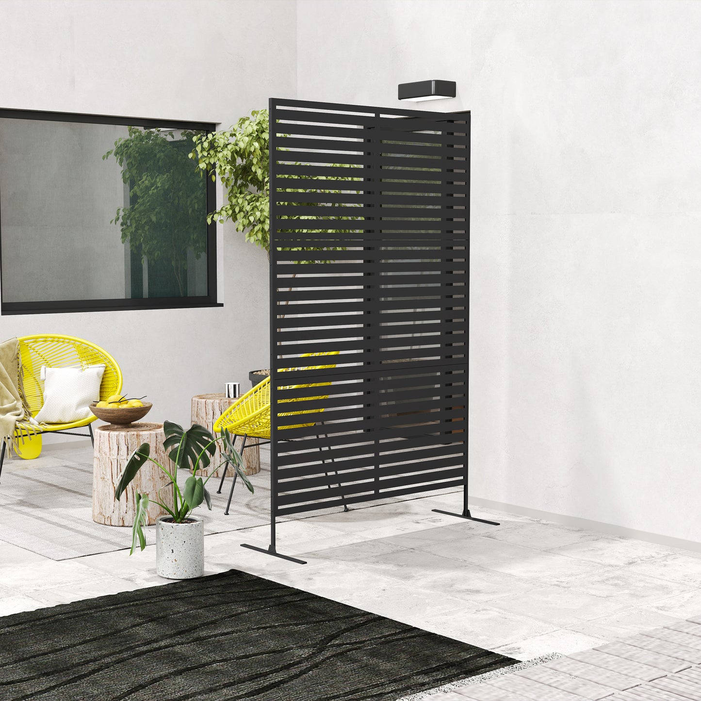Outdoor Privacy Screen with Trellis, 78" H x 48" W, Black