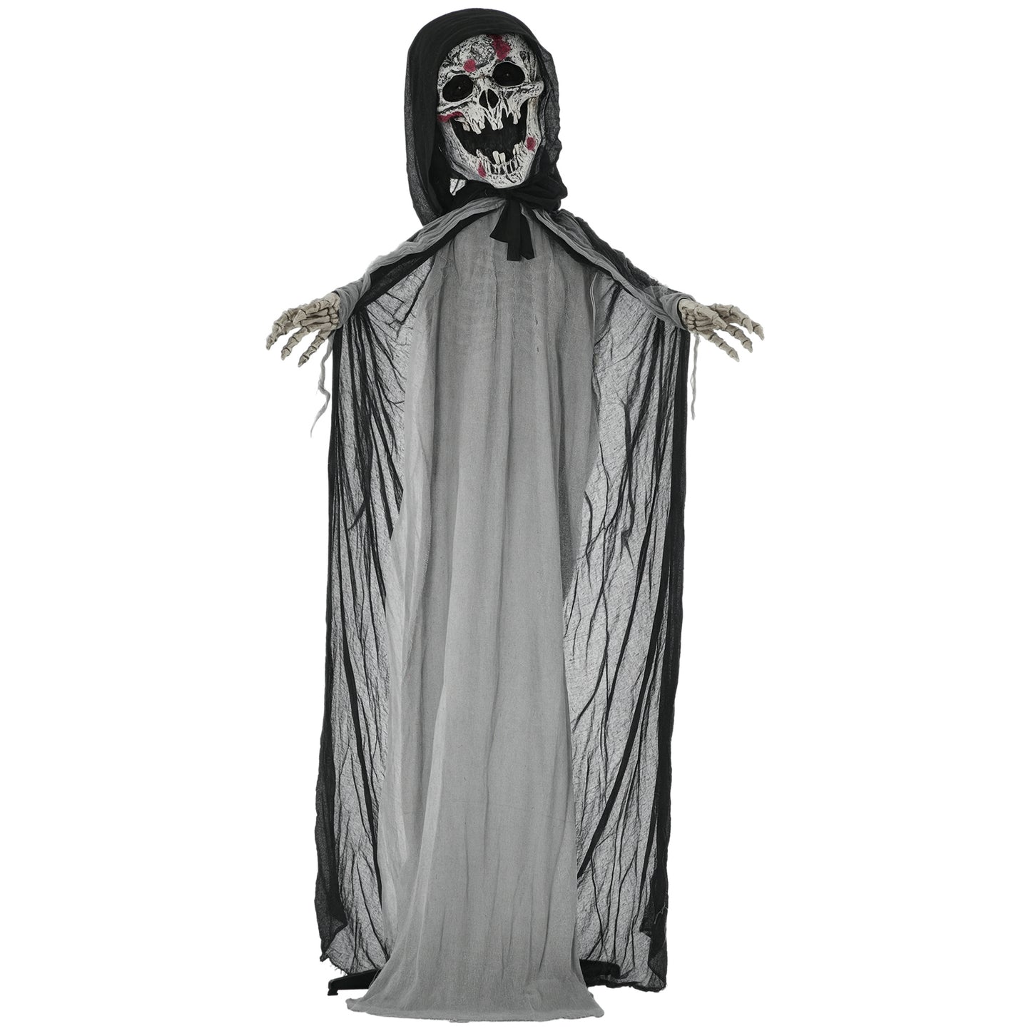 74" Life Size Animated Halloween Skeleton Witch Prop with Sound & Motion