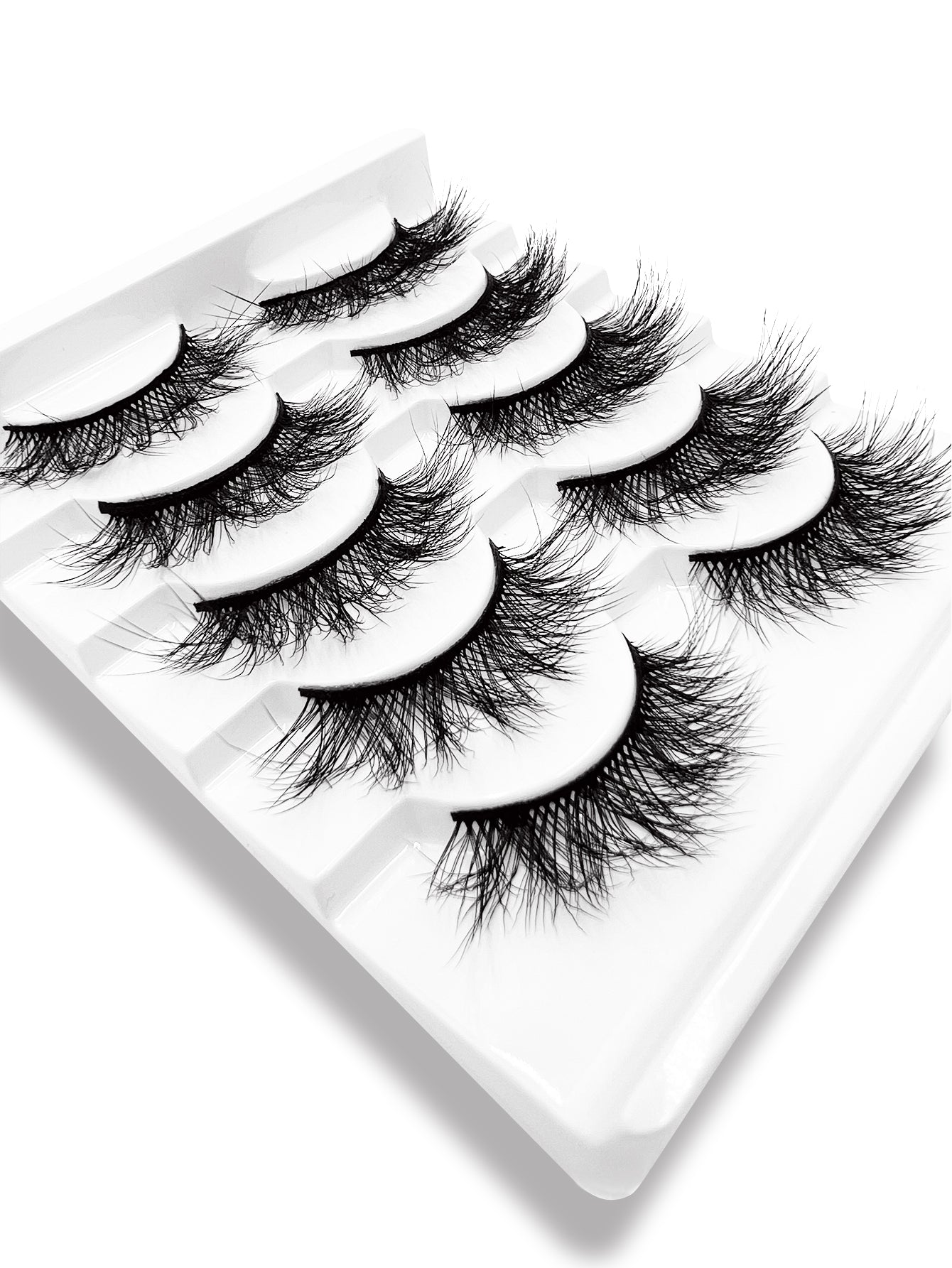 3D Premium Faux Mink False Eyelashes - Voluminous Cluster Style, 5 Pairs