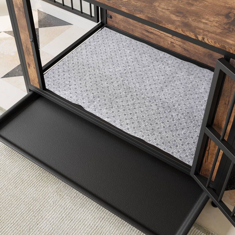 Wooden Dog Crate Table with Sliding Doors - Large Dog Kennel