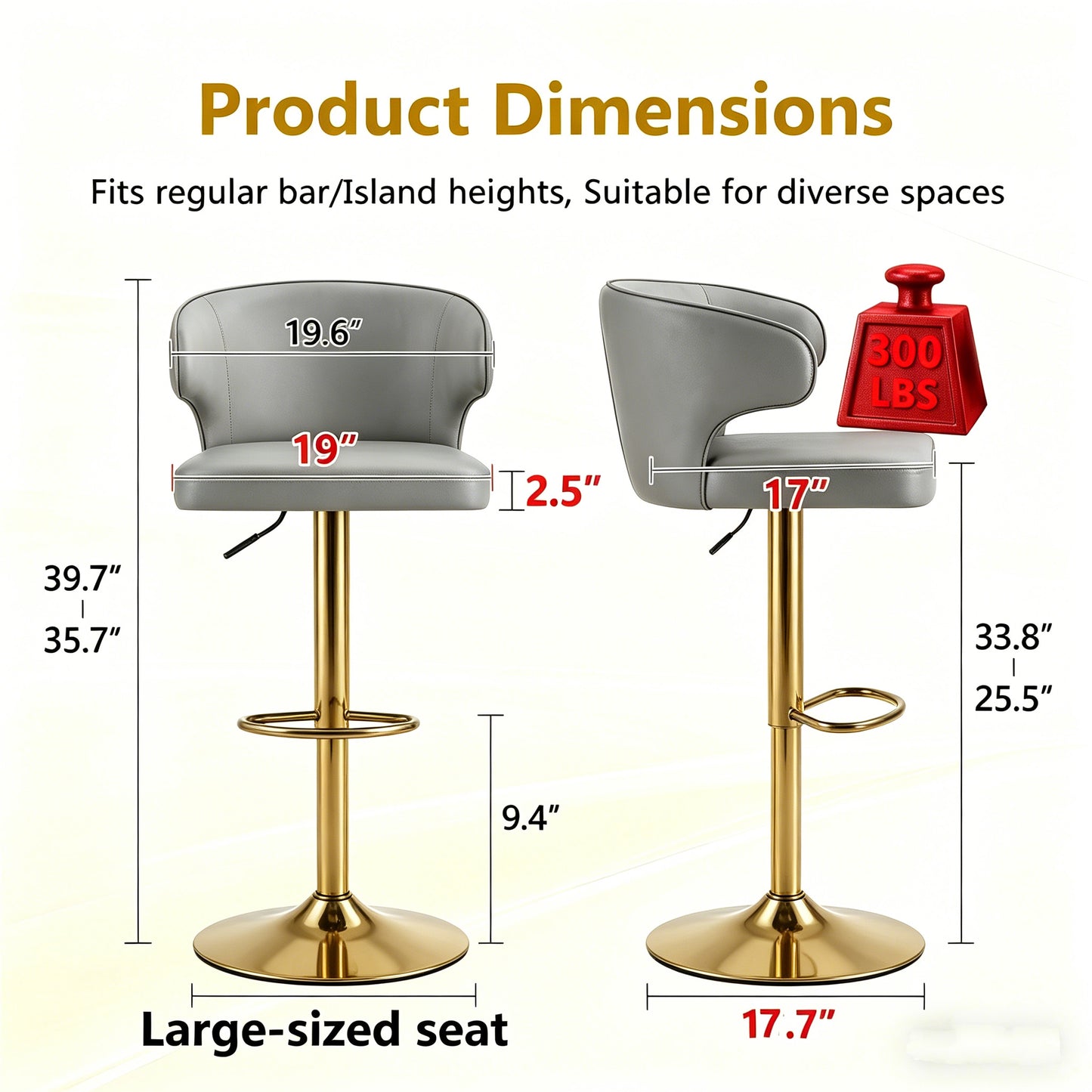 Modern Rotating Adjustable Bar Chair, PU Leather Belt Backrest Swivel