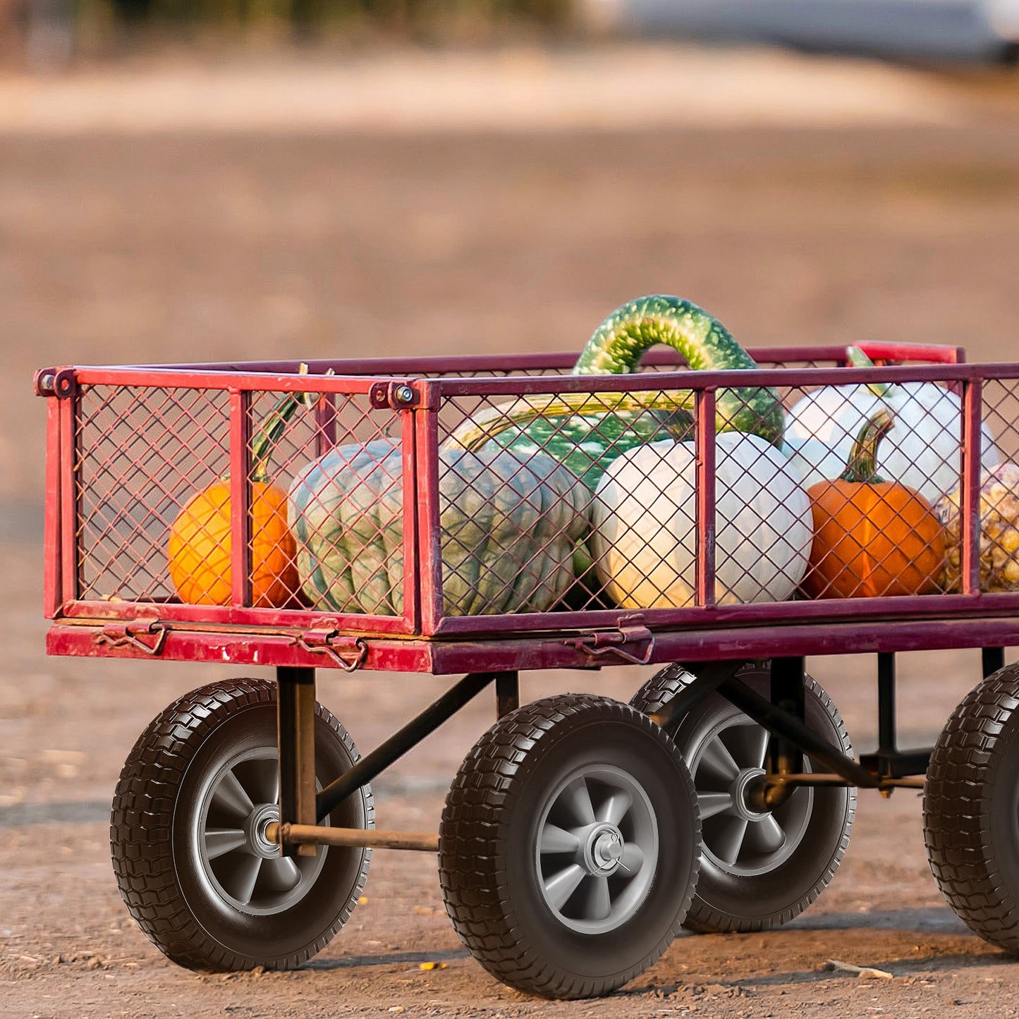 10-Inch Solid PU Flat-Free Wheels - 2 Pack for Hand Trucks & Garden Carts