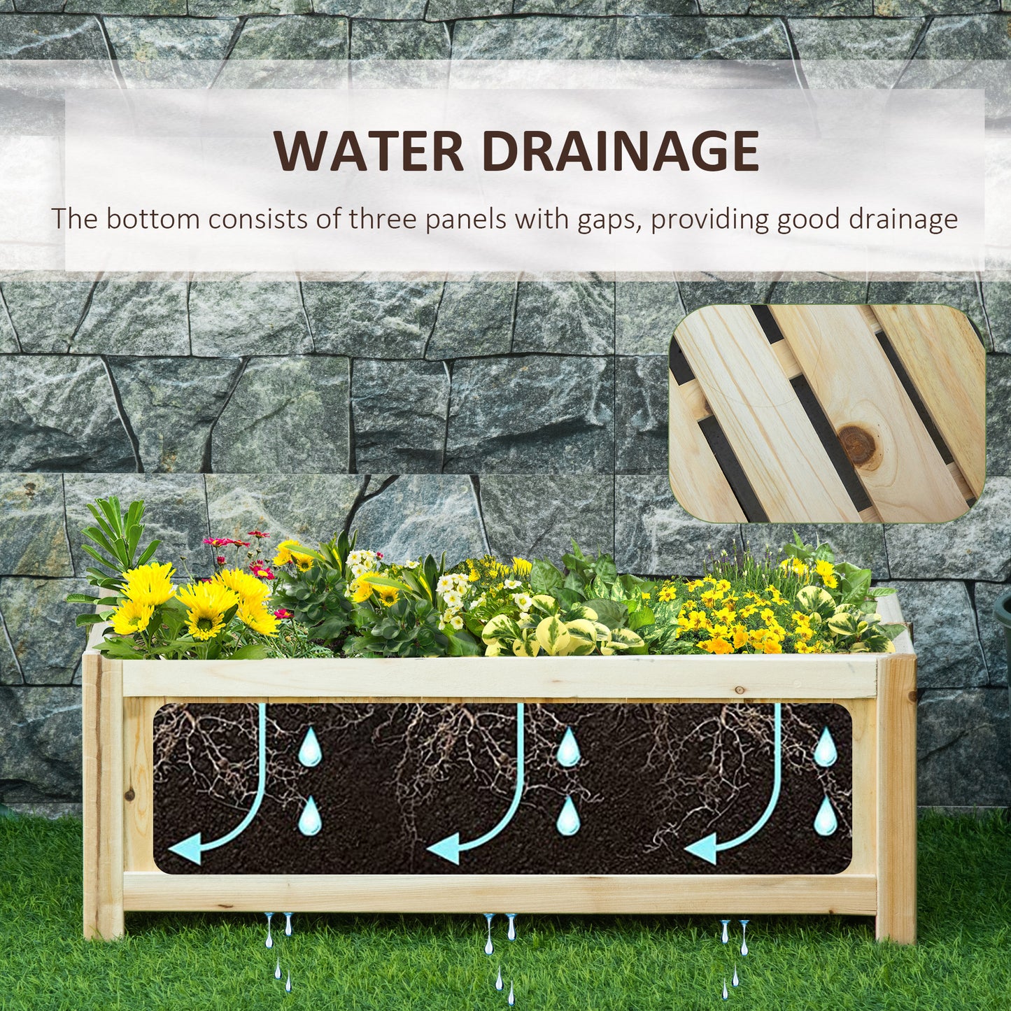 Foldable Wooden Garden Bed for Herbs Vegetables & Flowers, 27.6 x 11.6 x 9.8 Inches