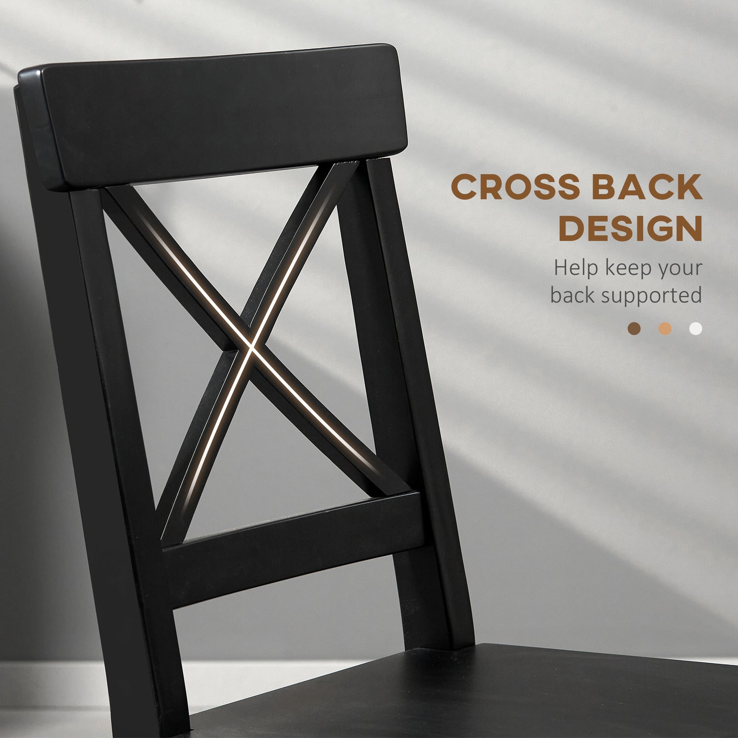 Farmhouse Dining Chairs Set of 2 with Cross Back Design - Black