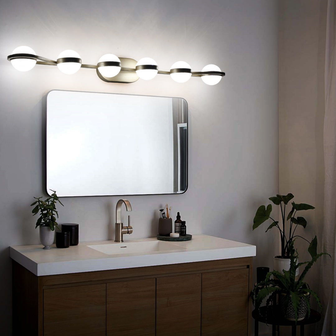 43-Inch Gold LED Bathroom Vanity Light Fixture - 6 Lights