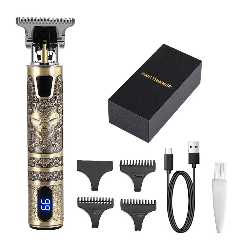 Retro Rechargeable Electric Hair Clippers for Personal Grooming - USB Charging