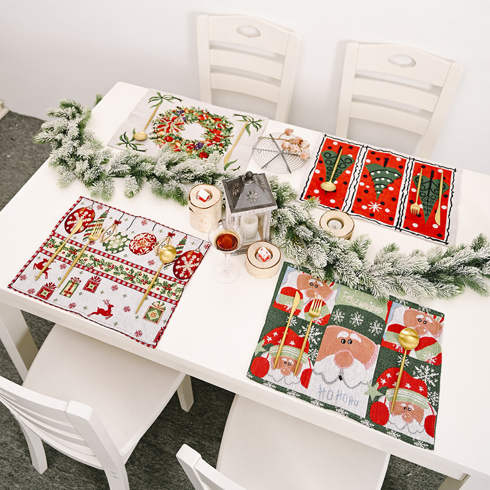 Christmas Knitted Cloth Placemats Set - Holiday Table Decor for Home
