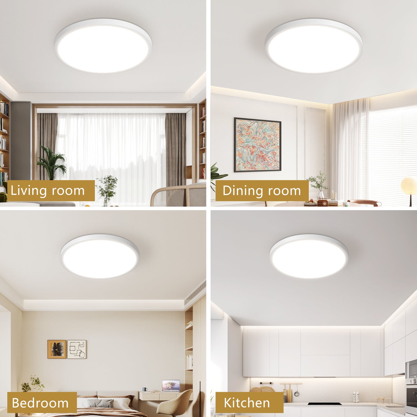 12-Inch Dimmable LED Flush Mount Ceiling Light - 2880 Lumens, Color Selectable