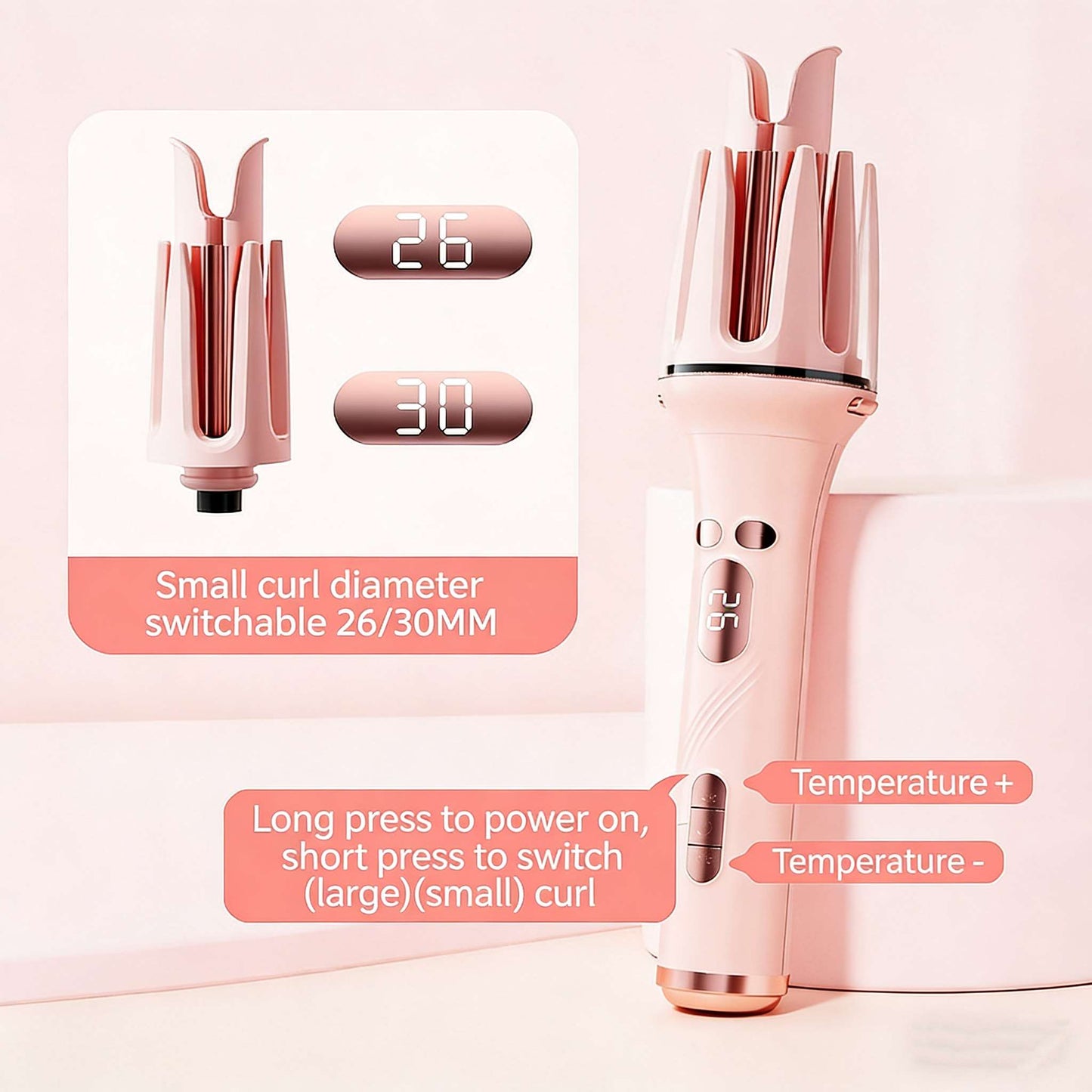 3-in-1 Auto Rotating Curling Iron & Straightener Brush Set - Ceramic