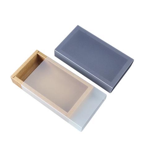 Folding Kraft Paper Jewelry Storage Box with Frosted PVC Finish
