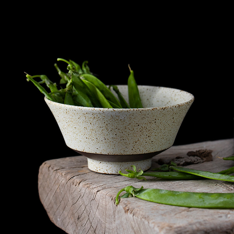 Coarse Ceramic Soup Bowl - Vintage Round Kitchenware, Small 5 Inch