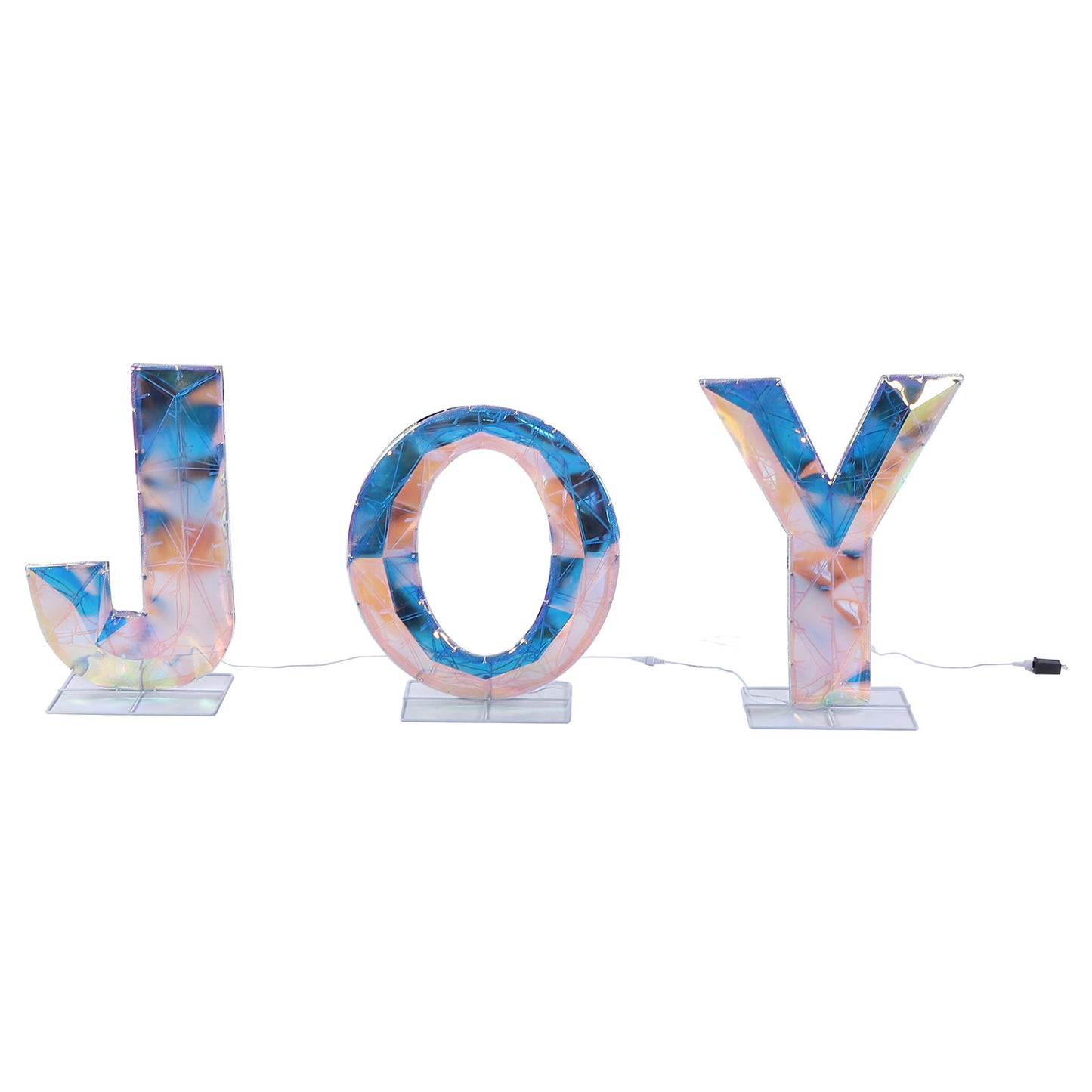 3 Piece Outdoor Xmas Decor Letters LED Lighted Prism Holiday Yard