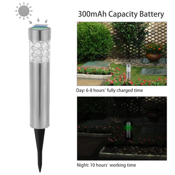 Outdoor Solar RGB Garden Lamp Waterproof Lawn Light Silver 6 Pack