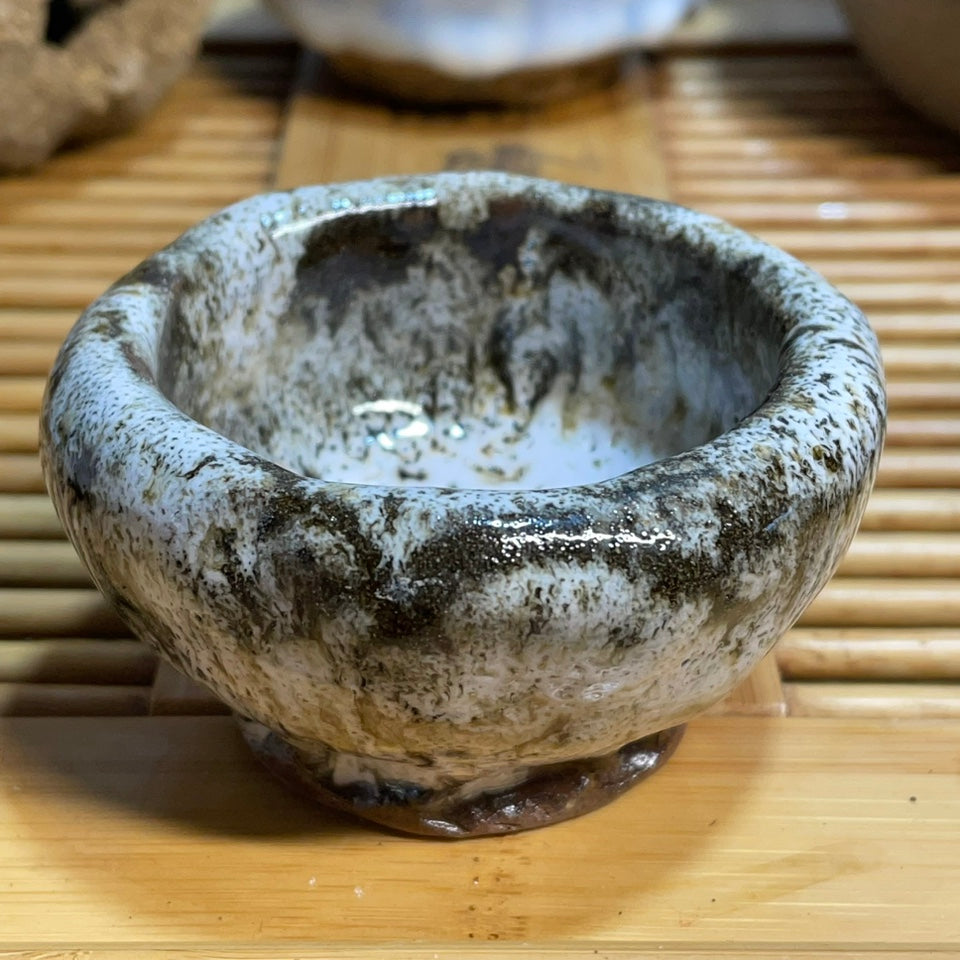 Ice Cracked Tea Cup Set - Small Japanese Style Pottery Drinkware with Variations