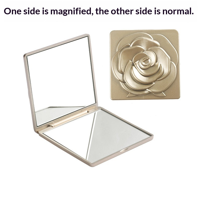 Portable Folding Mirror with Electroplated Rose Design for Beauty & Home