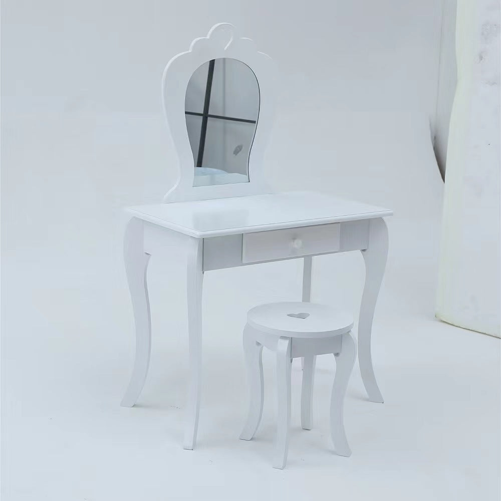Bedroom Dressing Stool with Mirror and Vanity Storage - European Style