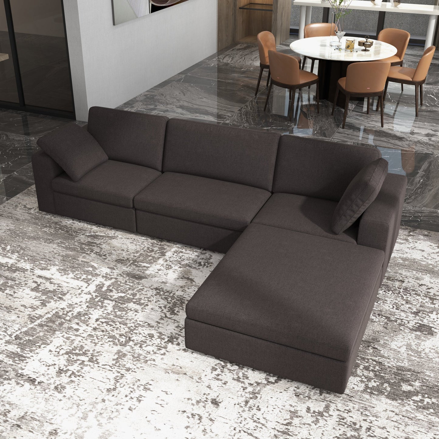 Cecilia Modular Corner Sectional Modern Fabric Sofa Dark Gray