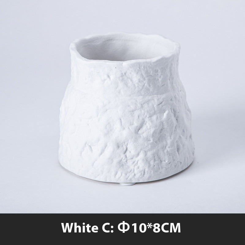 Geometric Flower Ceramic Vase - Modern Black & White Decor