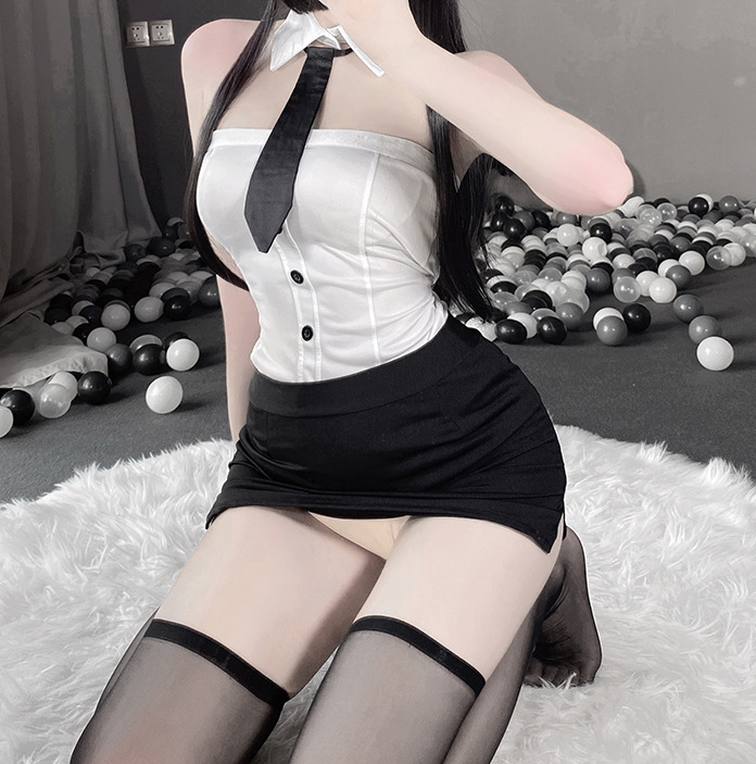 Women's Underwear Secretarial One-Piece Lingerie Set with Stockings