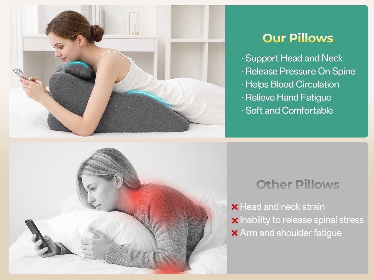 Ergonomic Spinal Posture Support Bed Pillow - Grey