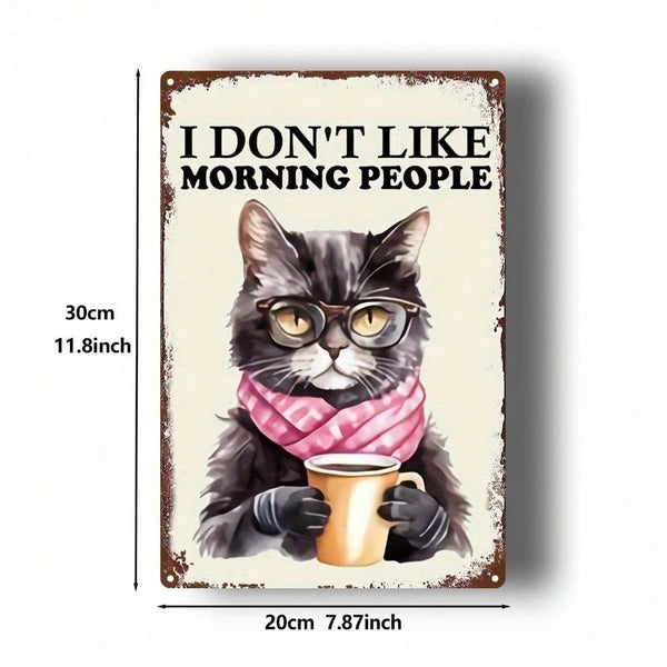 Vintage Black Cat Coffee Metal Sign - 8x12 Inch Tin Plaque