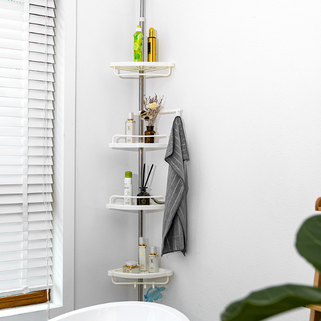 Telescoping Bathroom Storage Rack Punch Free Stainless Steel 3 Layers