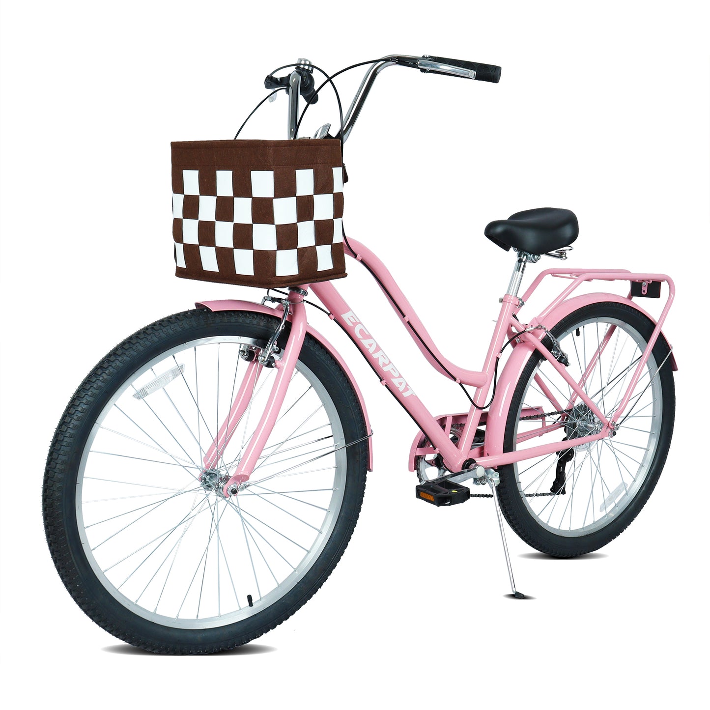 26 Inch City Commuter Bike with 7-Speed Drivetrain & Basket