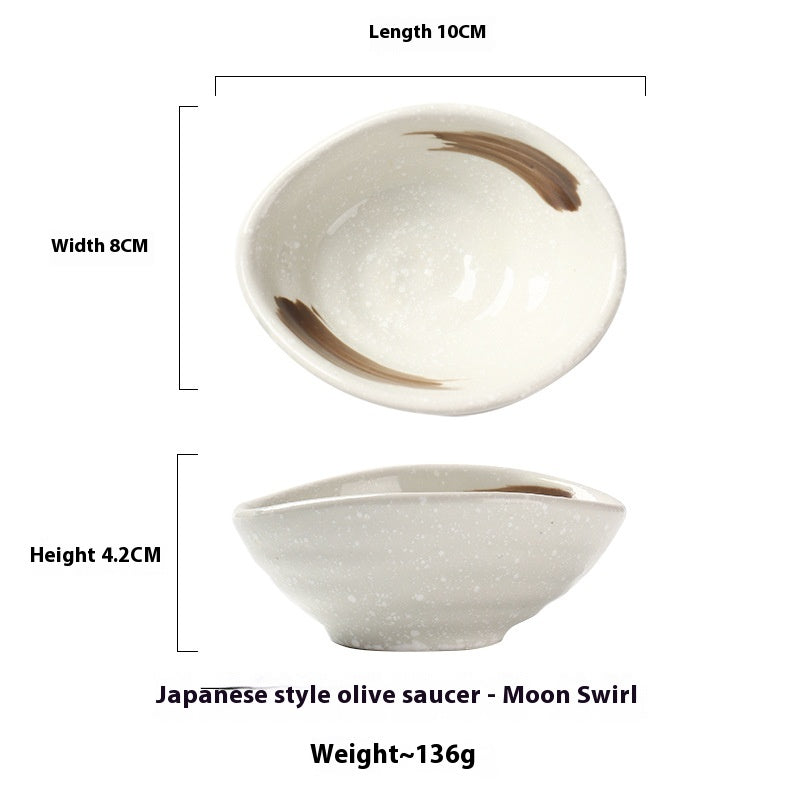Japanese Ceramic Condiment Saucer - Retro Porcelain Dish for Kitchen & Dining