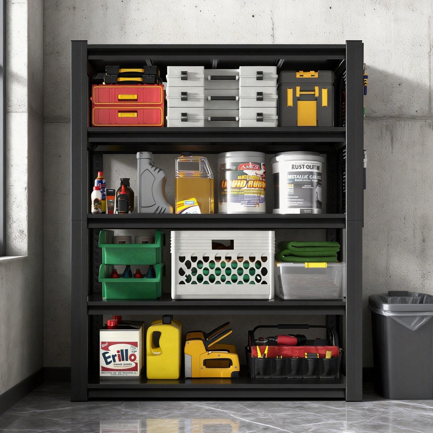 72 H 5-Tier Adjustable Heavy-Duty Shelving With Pegboard, Industrial