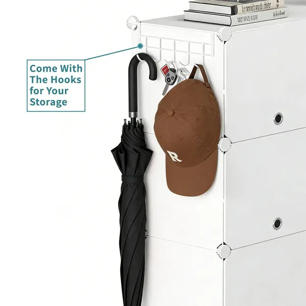 Shoe Rack Storage Cabinet, 8-layer Cabinet With Door, Stackable And