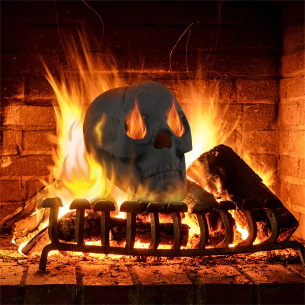 Realistic Human Skull Fire Pit Decoration for Halloween