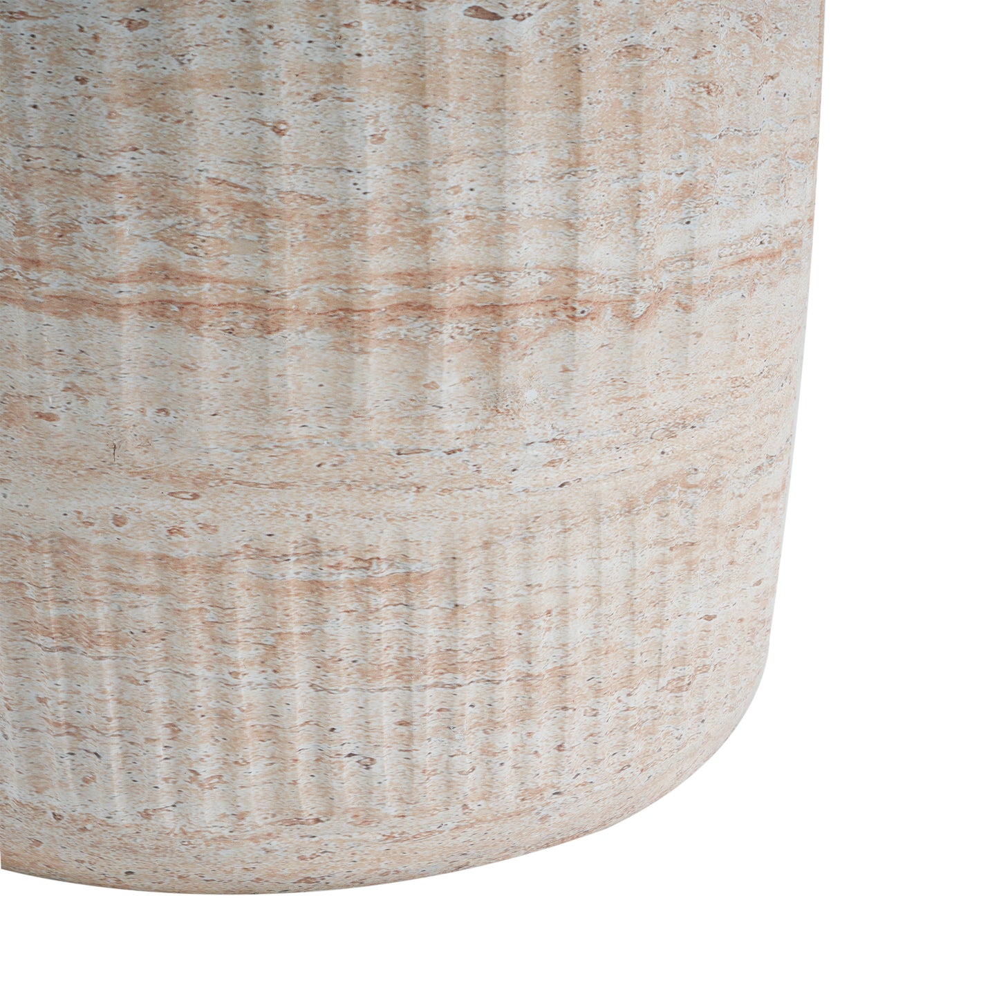 Lightweight Concrete Side Table with Travertine Finish - Beige