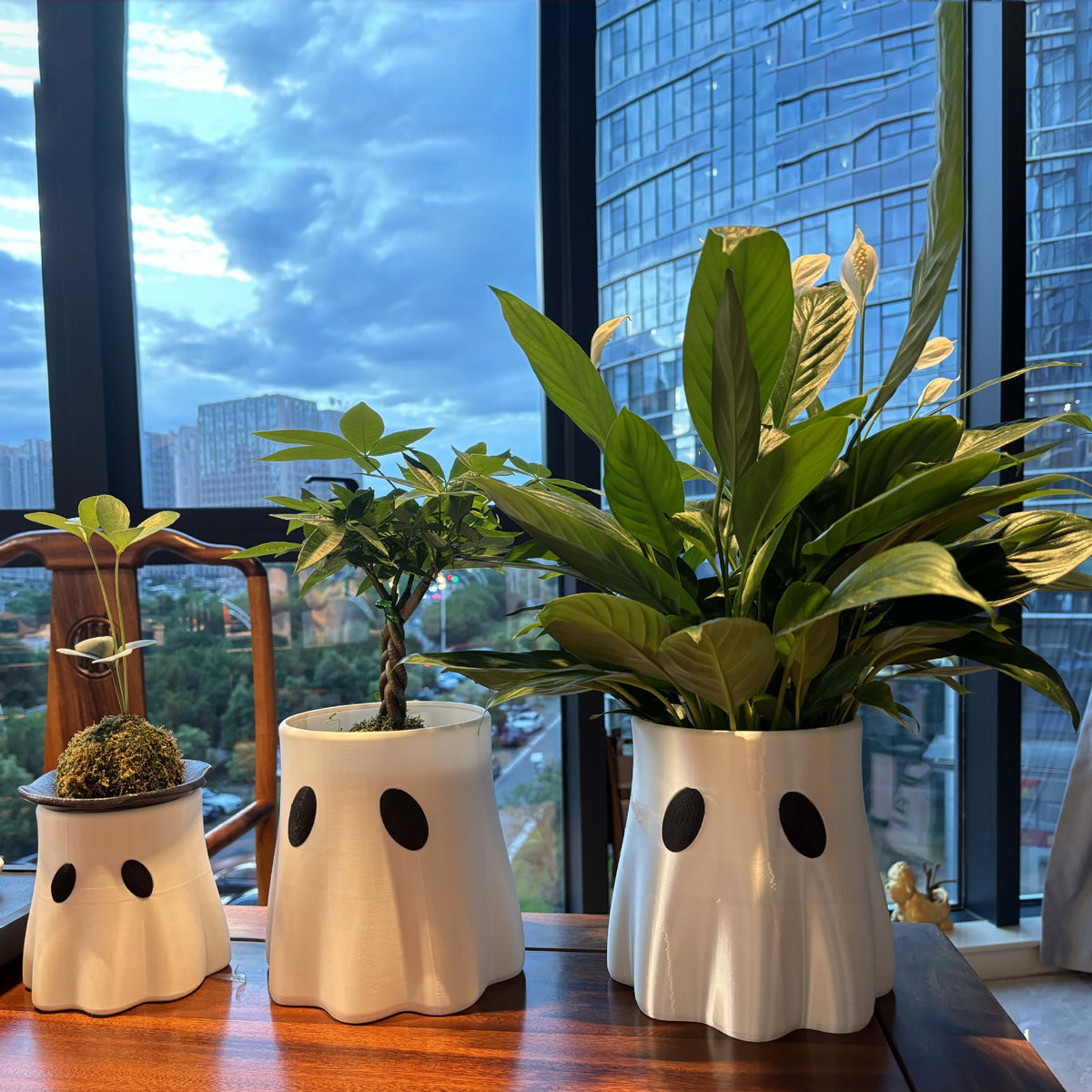 Ghost Flower Pot Garden Decor - Small & Large Plastic 3D Printed Planters