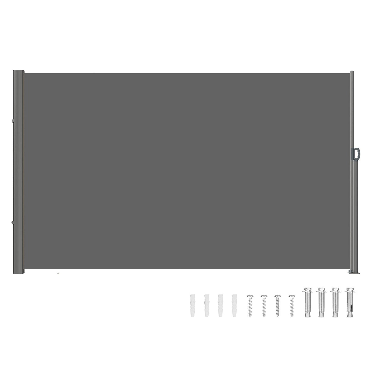 Retractable Outdoor Privacy Screen 63x118in Aluminum Wind & Rain Blocker Gray