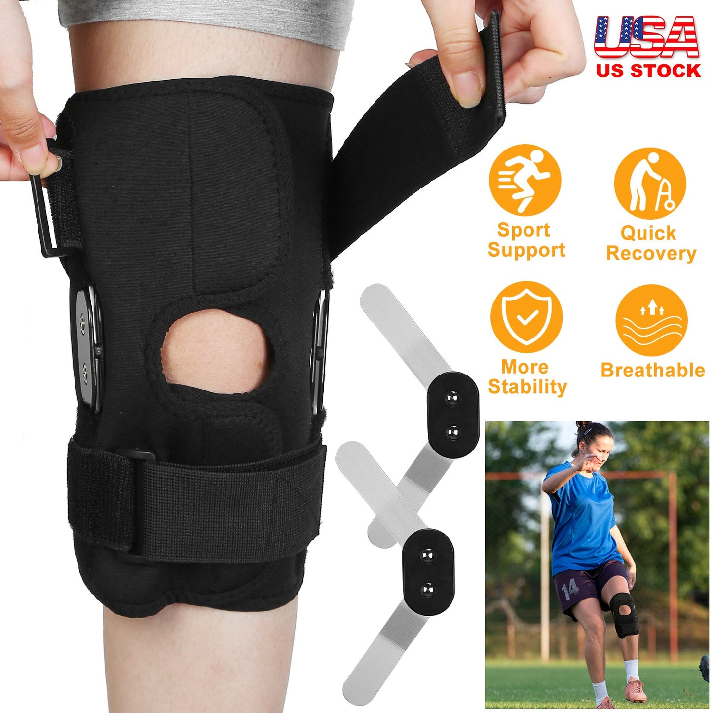 Adjustable Open Patella Knee Brace for Sports Support & Pain Relief