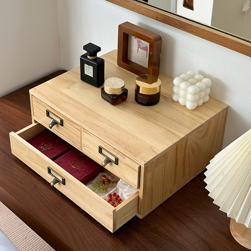 Wooden Desktop Storage Rack for Sundries and Stationery - 2 Layers, Japanese Style