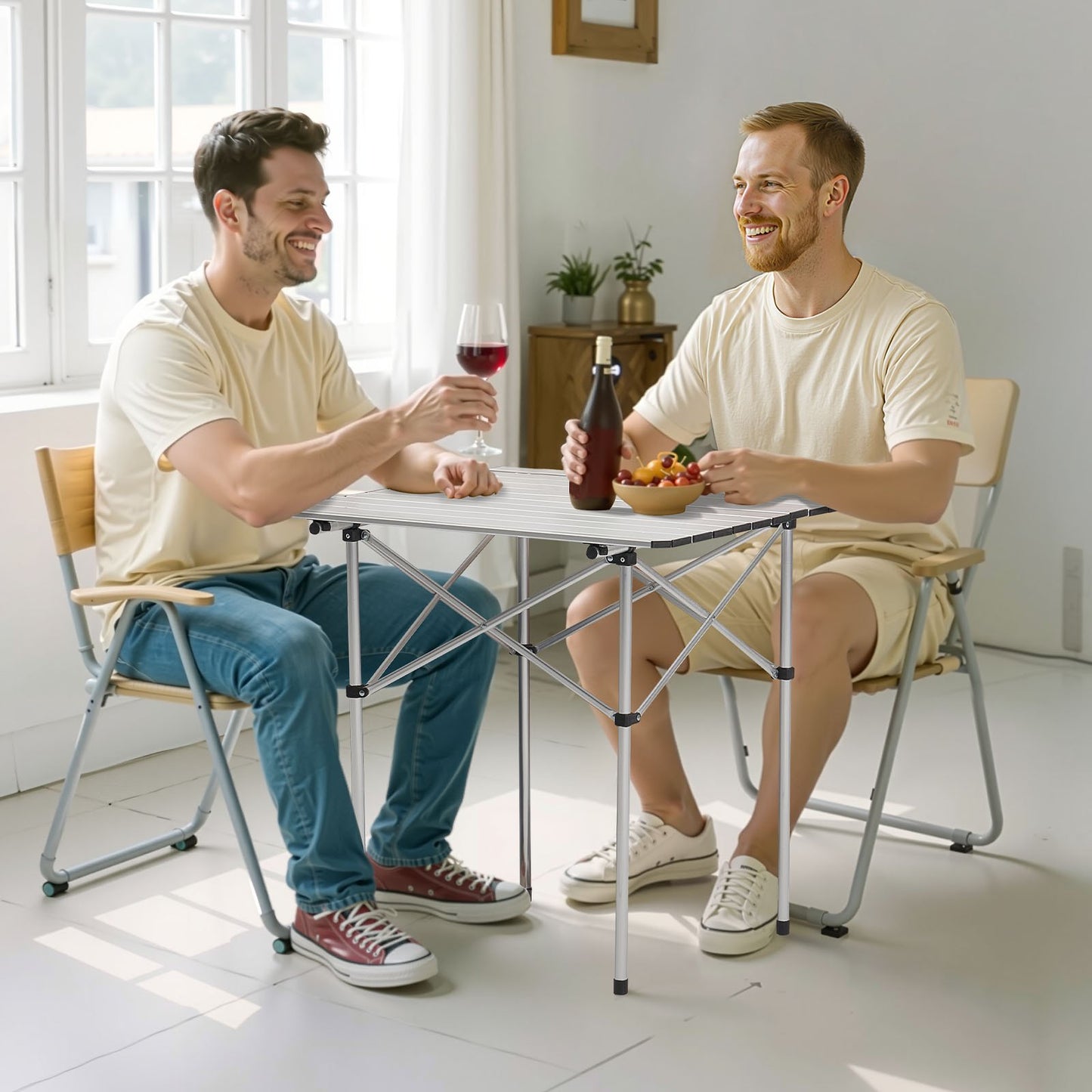 Portable Camping Table with Aluminum Surface & Carry Bag - Foldable Outdoor Picnic Table