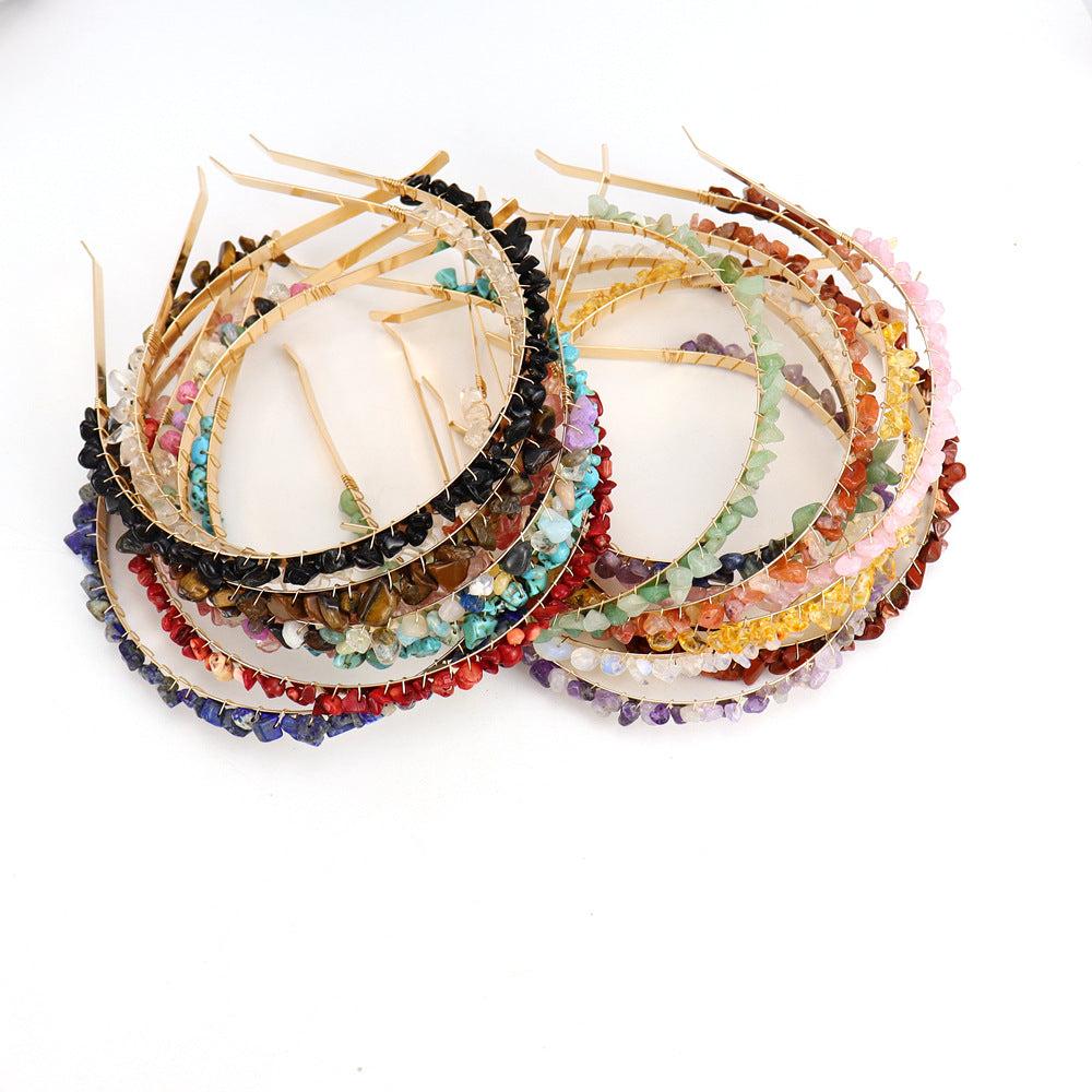 Crystal Natural Stone Headband - 6cm Wide