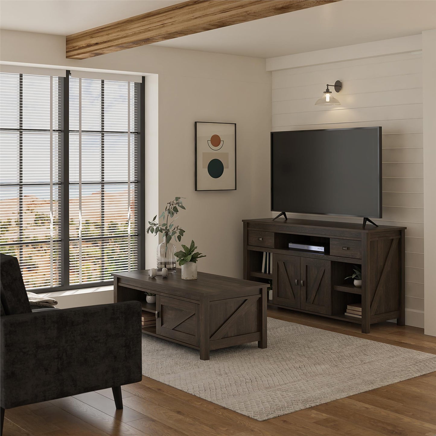 Farmington TV Stand for TVs Up to 60" - Oak Finish