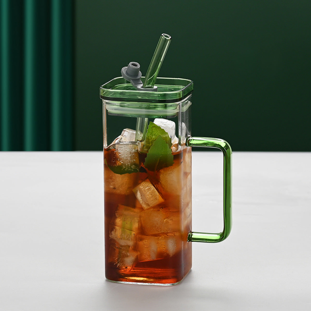 6-Piece High Borosilicate Glass Straw Cup Set - 6 Colors