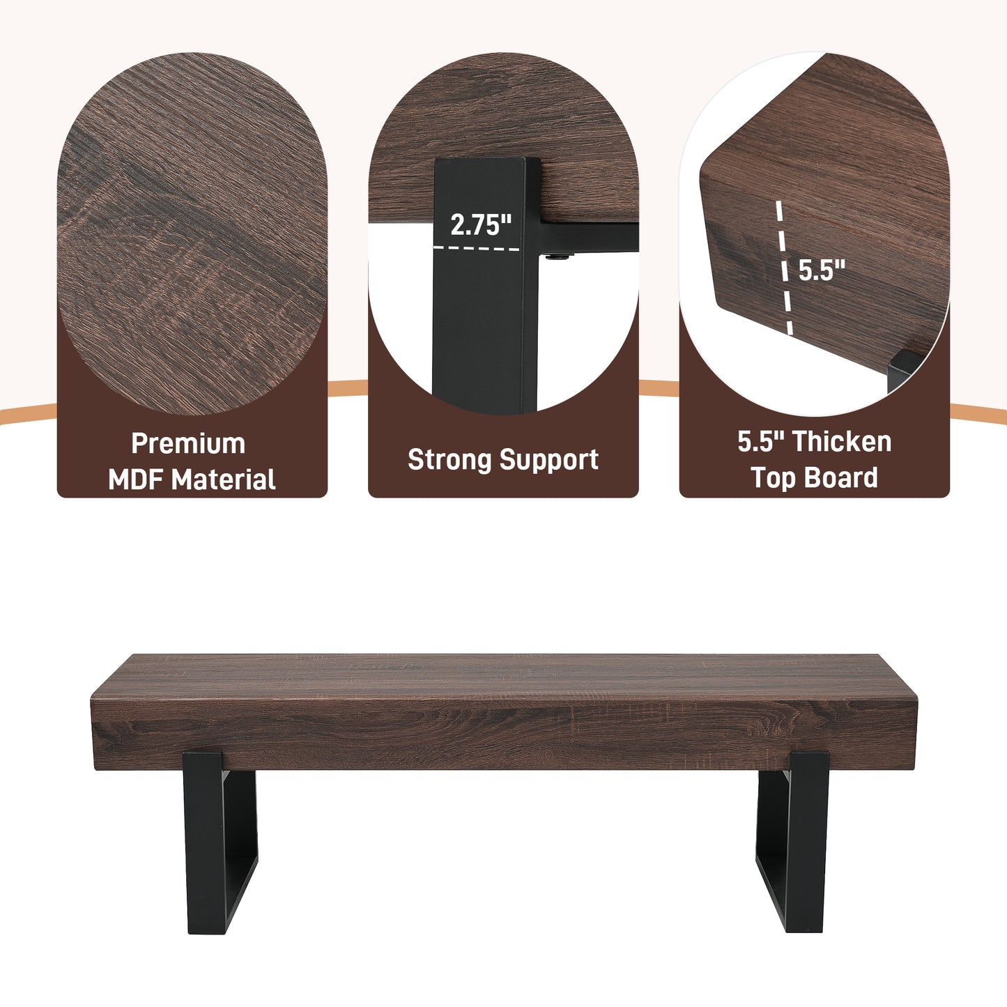 59 Dining Bench, Farmhouse Indoor Kitchen Table Benches, Bed