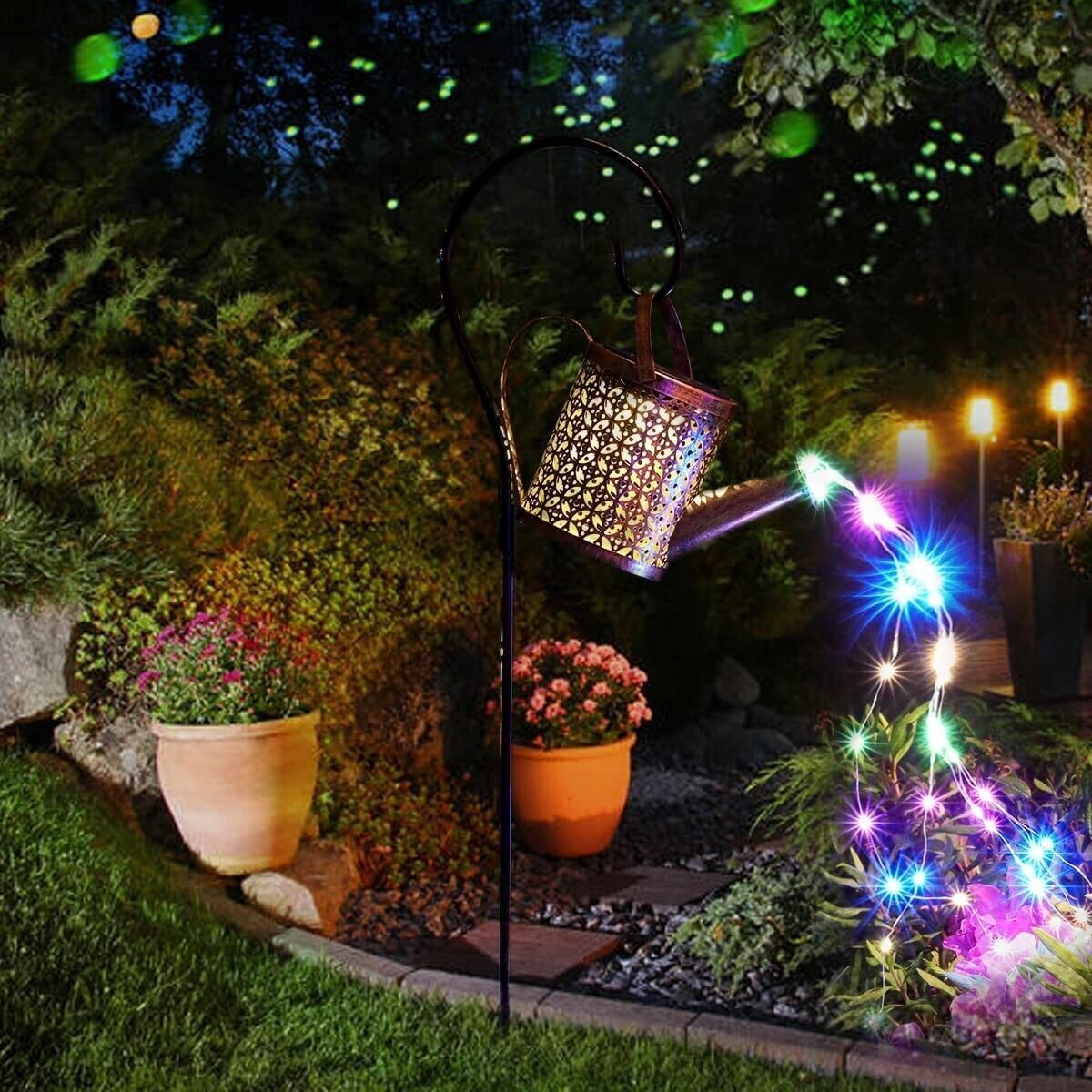 Solar Watering Can Garden Lights - Outdoor Pathway Lawn Decor, 2-Pack