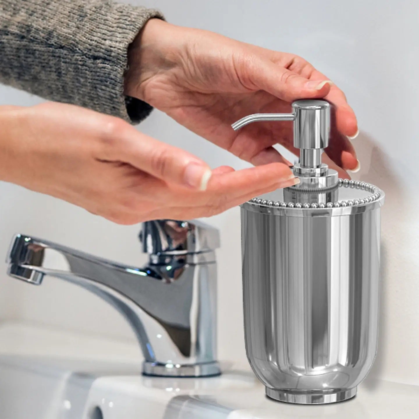 Stainless Steel Liquid Soap Dispenser Pump Bottle Bathroom Vanity &