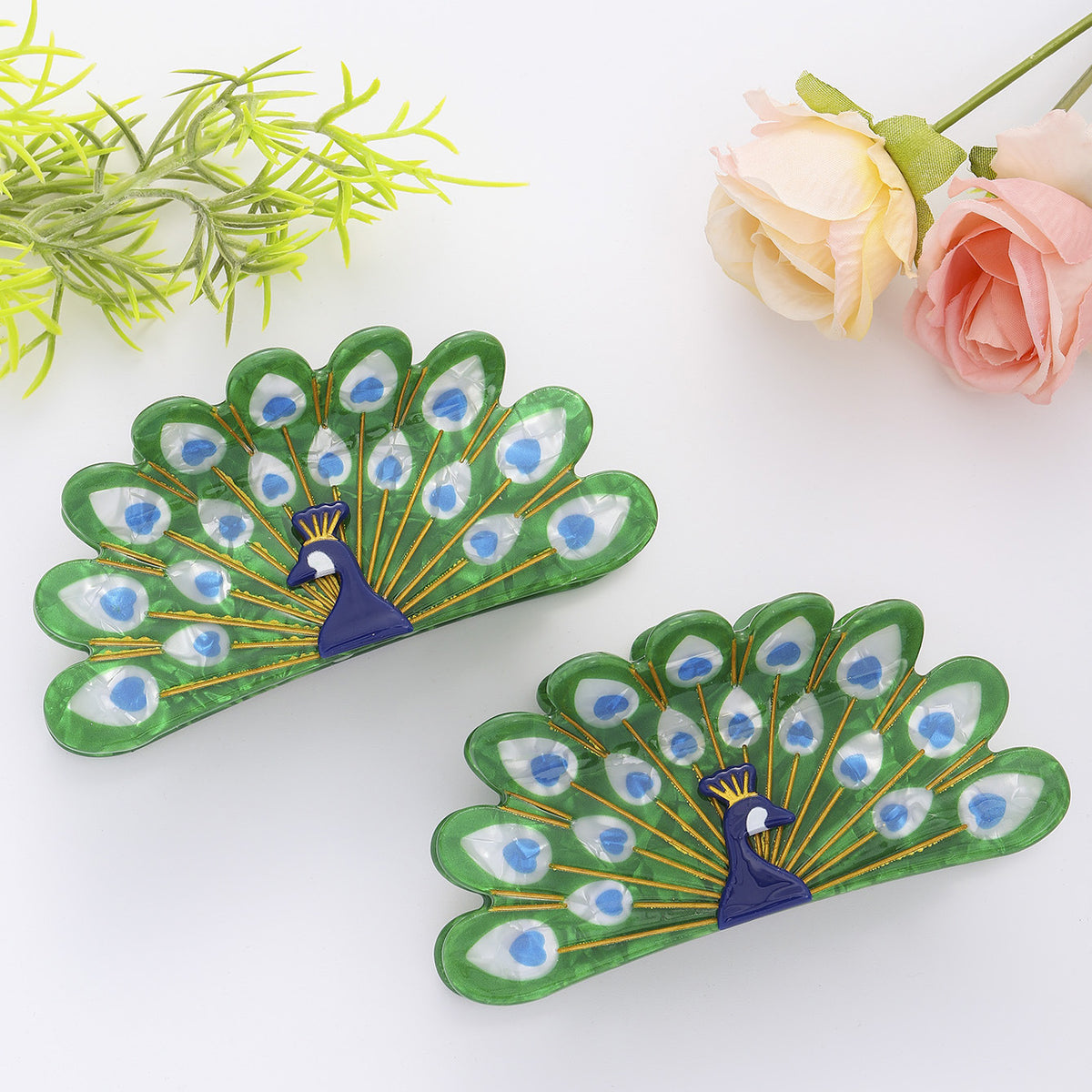 Peacock Hair Clip Retro Style