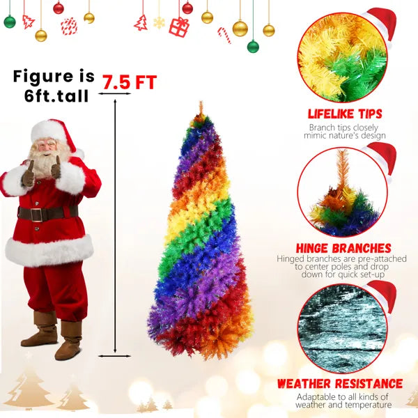 6ft Colorful Rainbow Spiral Christmas Tree - 1248 Branch Tips