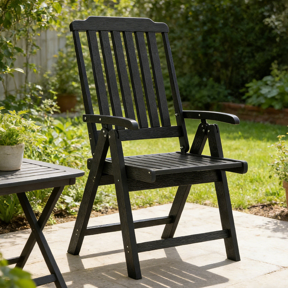 Foldable Patio Chair All-Weather HDPE Outdoor Dining With Armrest For