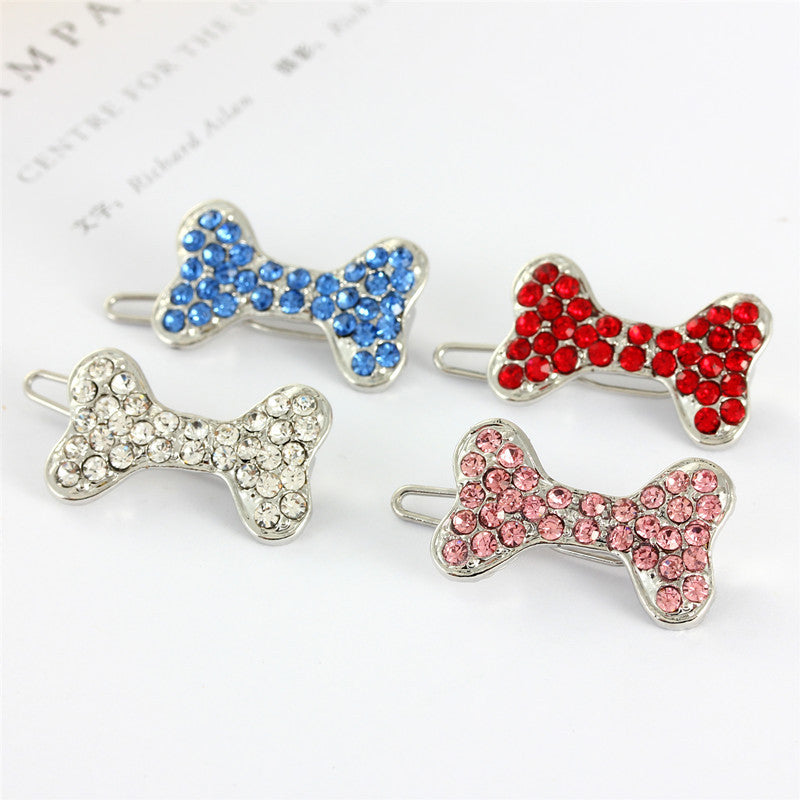 Versatile Rhinestone Dog Bone Hair Clip - Colorful Hair Accessory for Pets & Hair Styling